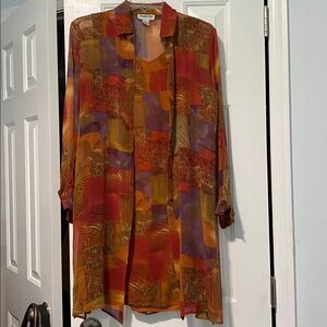 Amanda Lane Silk Dress and Top Set. 2 pieces. Multicolored. In good condition